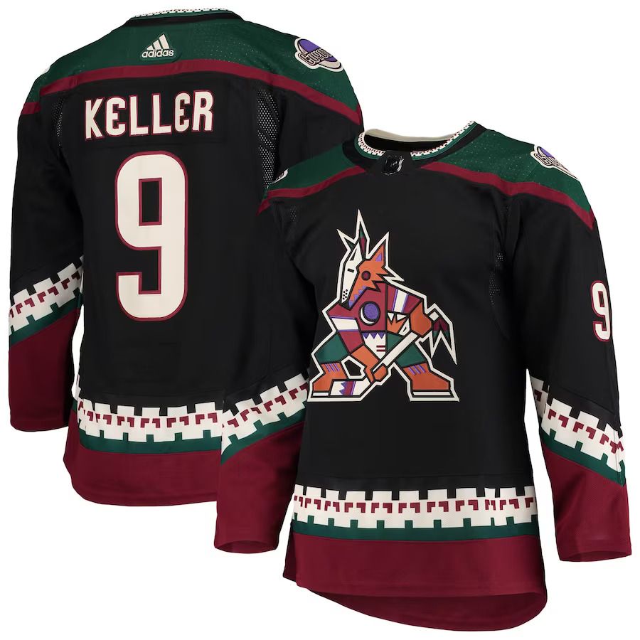 Men Arizona Coyotes #9 Clayton Keller adidas Black Home Authentic Pro Player NHL Jersey